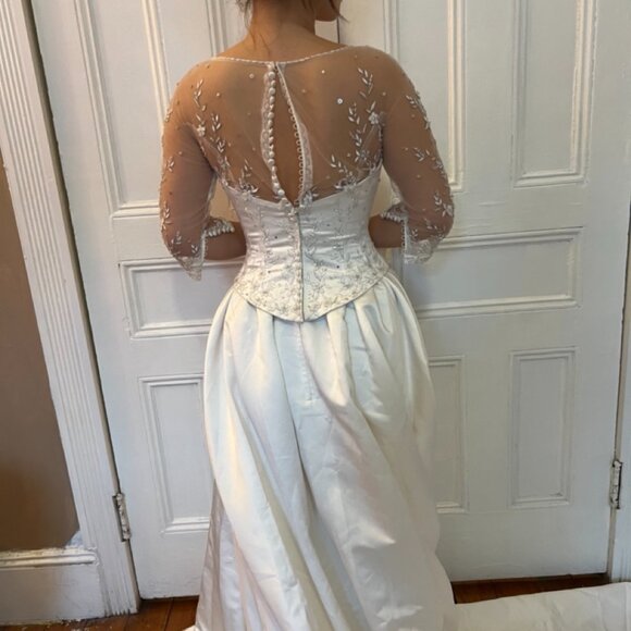 2 Piece Wedding Dress Beaded Embroidered Gown - Picture 5 of 14